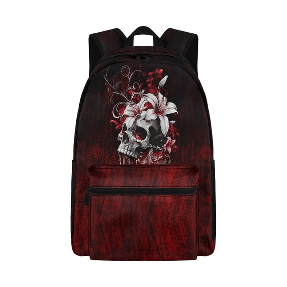 Psesaysky Floral Skull Goth Backpack Cartoon Schoolbag Sets for Boys Girls 7-12,Lightweight Casual Daypack Outdoor Travel Shoulder Ruckpack