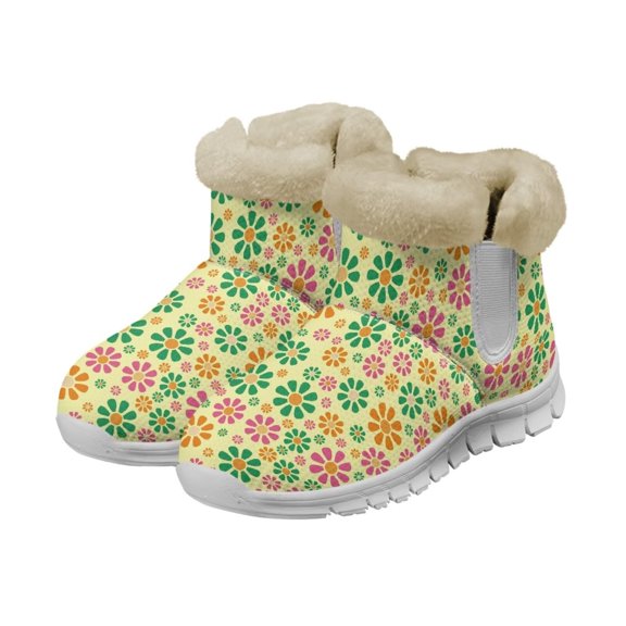 Psesaysky Floral Snow Boots for Women Girls Warm Lined Fashion Winter Boots Suitable for Everyday Wear Comfortable Winter Boots