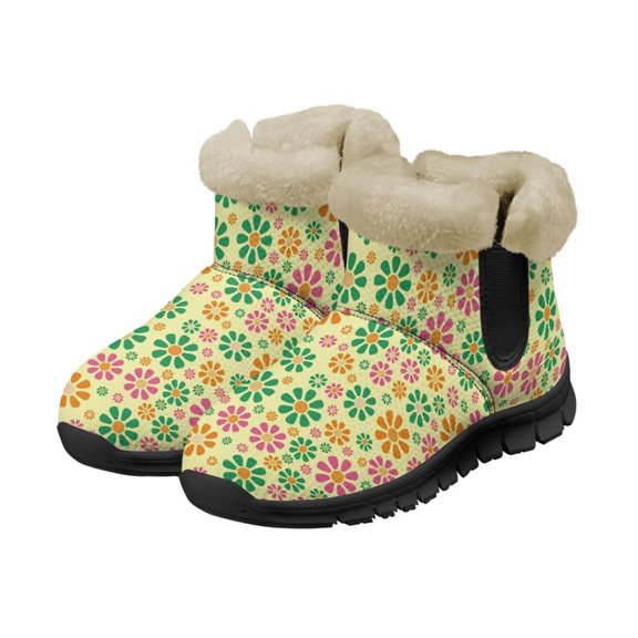 Psesaysky Floral Snow Boots for Women Girls Warm Lined Fashion Winter Boots Suitable for Everyday Wear Comfortable Winter Boots