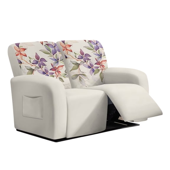 Psesaysky Flowers Art Print Loveseat Recliner Cover Stretch to Fit Full Coverage Recliner Chair Cover Soft Fabric