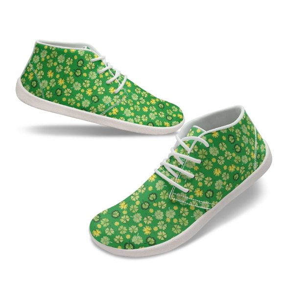 Psesaysky Four-Leaf Clover Printed Barefoot Shoes Wide Width Women's Skin-Friendly Durable Sneakers Size 6-13.5