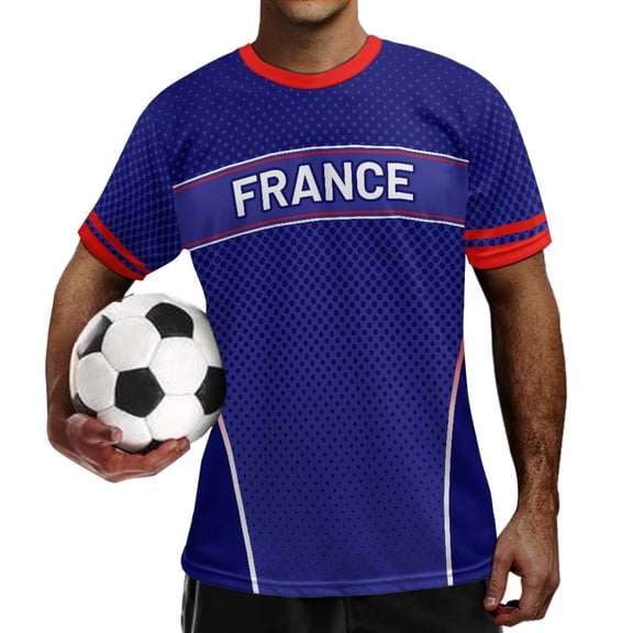 Psesaysky France Flag Ghana Flag Football Shirt for Men Breathable Sport Jersey Summer Short Sleeve T-Shirt Quick-Dry Soccer Training Shirts for Men Youth S-4XL