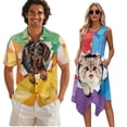 thumbnail image 1 of Psesaysky Funny Cat and Dachshund Men’s Button Down Shirts Short Sleeve Shirts,Womens Sleeveless Flared Tank Dress with Pockets 2026 Couple Matching Outfit, 1 of 7