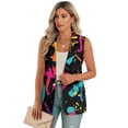 thumbnail image 1 of Psesaysky Funny Graffiti Print Womens Summer Suit Vest Tops Fashion Casual Sleeveless Blazers Single Button Down Lightweight Work Waistcoat, Size 5XL, 1 of 6