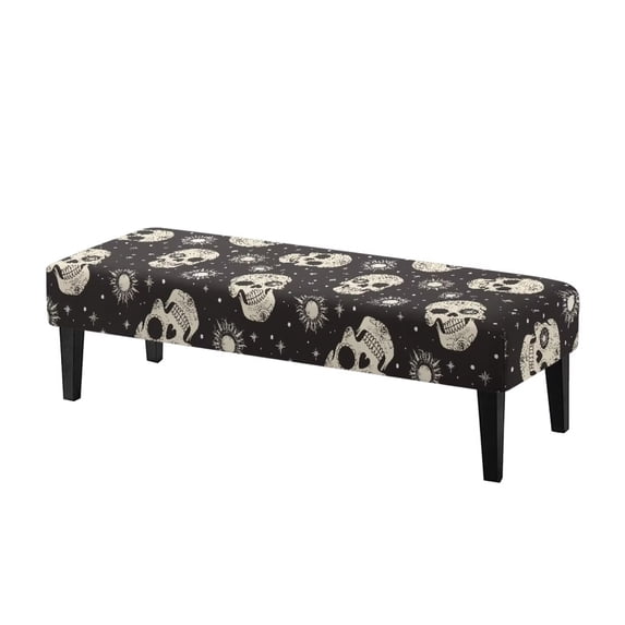 Psesaysky Galaxy Sun Skull Print Dining Room Bench Covers Slipcover, Stretch Bench Seat Cover Washable Rectangular Chair Cover Protector for Bedrooms, Living Rooms, Kitchens, Removable