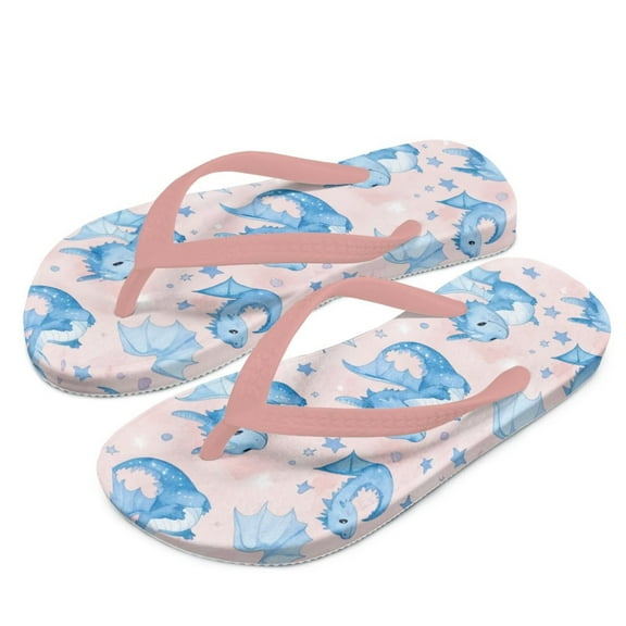 Psesaysky Girls Boys Comfort Flip Flops, Kid's Slip On Thong Sandals with Cute Dragon Printed Size 3