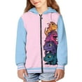 thumbnail image 1 of Psesaysky Girls Cute Graphic Print Zip Up Hoodies with Pocket Cartoon Dinosaur Pink Blue Print Comfort Soft Hooded Sweatshirts Winter Warm Fleece Jacket 11-13 Years, 1 of 7