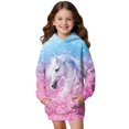 thumbnail image 1 of Psesaysky Girls Hoodies Sweet Horse Gradient Print Pullover Hooded Sweatshirts Kids Warm Casual Hoodie Dress Outfits Fall Winter Clothes for 11-12 Years, 1 of 7