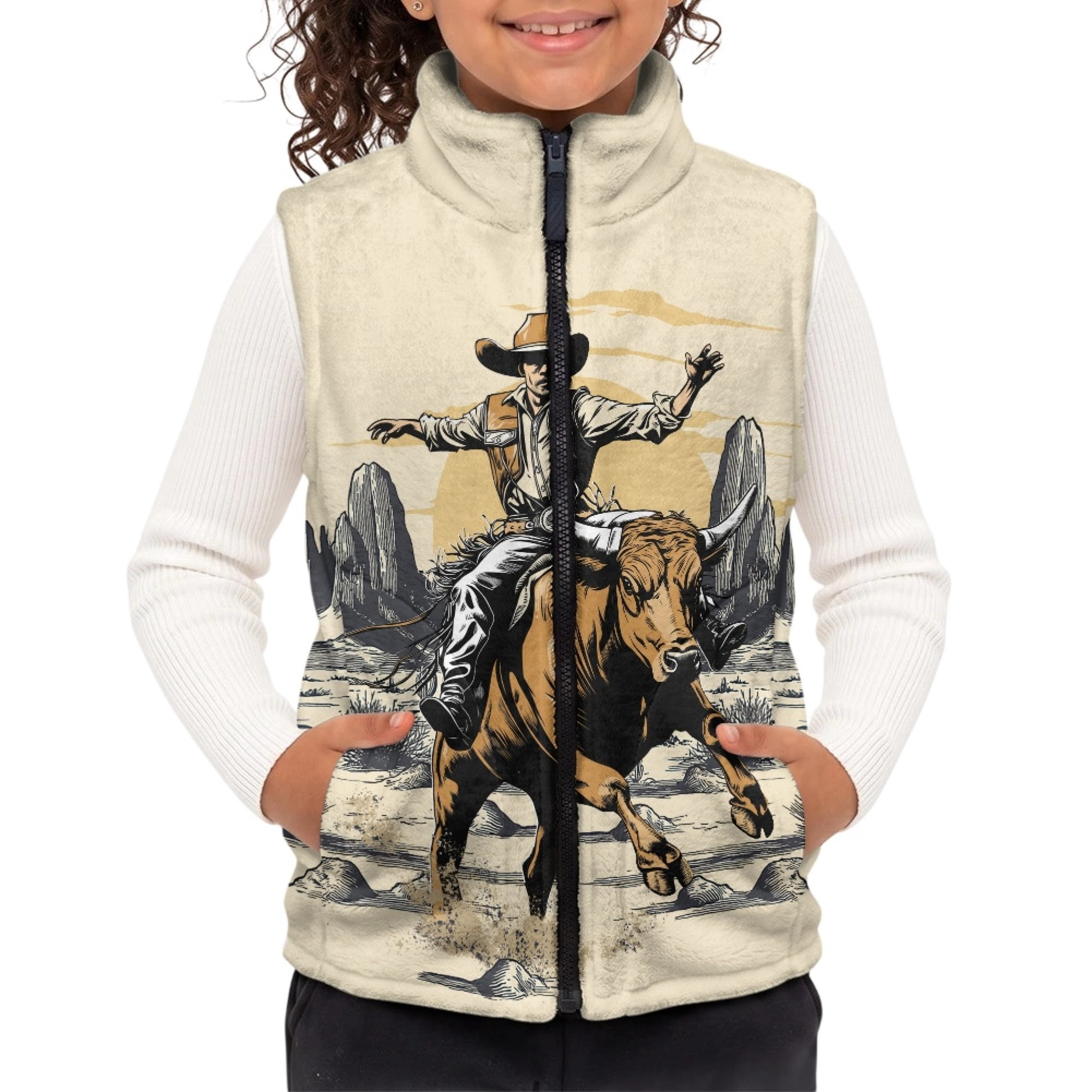 Fall Kids Rodeo Psesaysky Girls Jacket Cowboy Bull Print, Polyester Fabric Children's ...