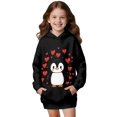 thumbnail image 1 of Psesaysky Girls Penguin with Hearts Graphic Hoodies Size 11-12 Years Long Sleeve Cartoon Print Pullover Hooded Sweatshirt Cute Casual Tops for Girl, 1 of 7