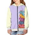 thumbnail image 1 of Psesaysky Girls Zip Up Cropped Hoodies Teen Long Sleeve Cartoon Dragon Purple Print Sweatshirts Kids Fall Casual Jacket with Pockets, 8-10 Years, 1 of 7