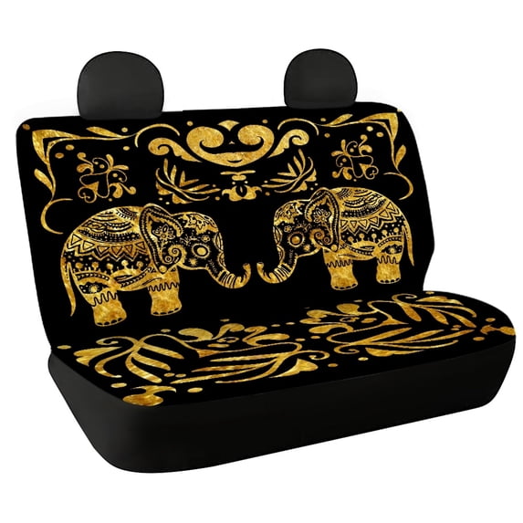 Psesaysky Gold Elephant Car Back Seat Covers, Set of 2 Pieces Stretch Durable Seat Covers for Auto Truck Suv Interior Protection