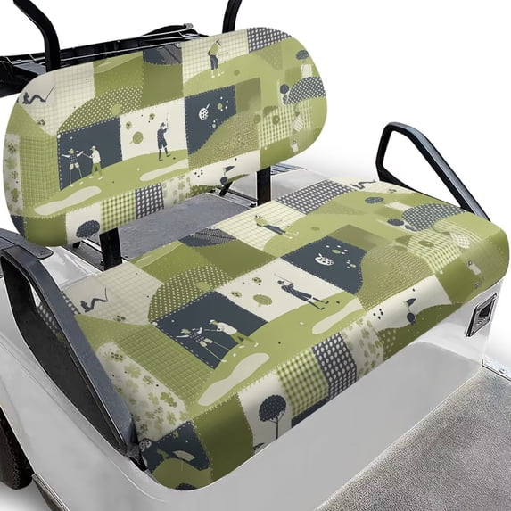 Psesaysky Golf Cart Seat Covers for Ezgo Txt Ordinary Seats, Golf Course Print Universal Front Seat Cover Set for Golfcart Accessories All Seasons Breathable Washable