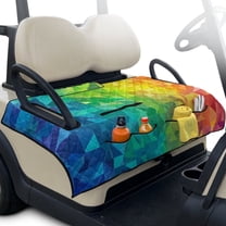 Psesaysky Golf Cart Seat Covers, Portable Golf Cart Seat Towel Blanket with 4 Front Pockets & Handle Fits for EZGO, Yamaha, Club Car Front Seats (Rainbow Colorful Geometry)