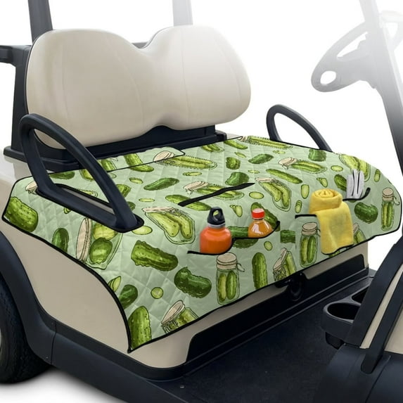 Psesaysky Golf Cart Seat Covers Universal Golf Cart Seat Blanket with 4 Pockets and Handle Fit for EZGO TXT RXV/Club Car DS Precedent Front Seats 2-Person Seats, Green Pickle