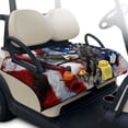 thumbnail image 1 of Psesaysky Golf Cart Seat Covers Universal Golf Cart Seat Blanket with 4 Pockets and Handle Fit for EZGO TXT RXV/Club Car DS Precedent Front Seats 2-Person Seats, USA Flag with Eagle, 1 of 8