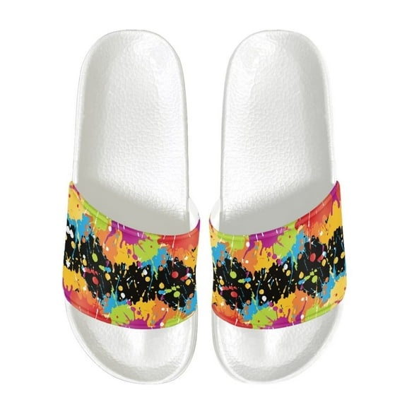 Psesaysky Graffiti Colorful Slide Sandals for Ladies Girls Fashionable Comfortable Durable Sandals Suitable for Indoor Outdoor Daily Wear