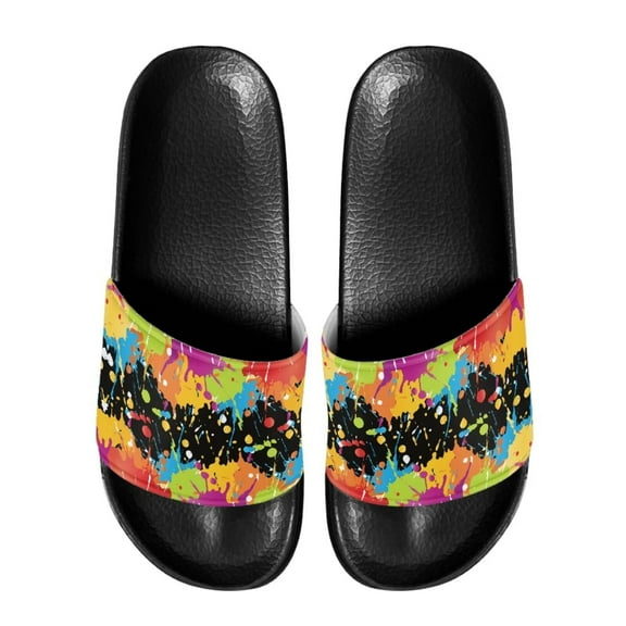 Psesaysky Graffiti Colorful Slide Sandals for Ladies Girls Fashionable Comfortable Durable Sandals Suitable for Indoor Outdoor Daily Wear