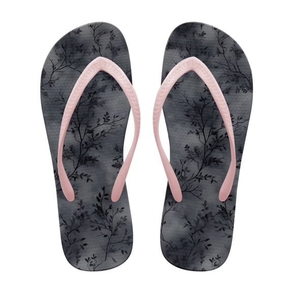 Psesaysky Gray Flip Flops with Branch Pattern for Women Girls Soft Comfortable Fashion Beach Sandals Shower House Slippers