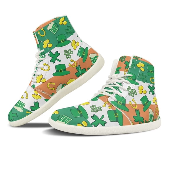Psesaysky Green Hat Four Leaf Clovers Barefoot Shoes for Women Soft Comfortable Durable Sneakers Size 6-13.5