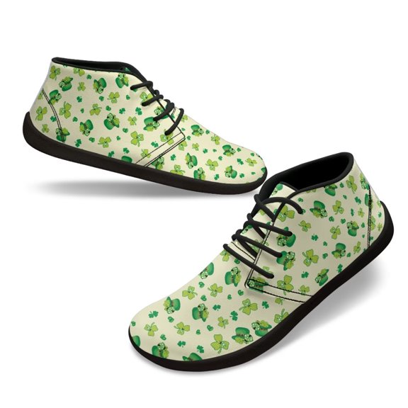 Psesaysky Green Hats Four-Leaf Clovers Printed Shoes PU Leather Easy to Maintain Women's Sneakers Size 6-13.5