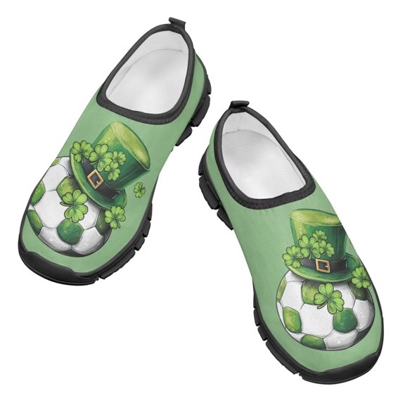 Psesaysky Green Hats Print Casual Shoes for Kids Boys Slip on Non-Slip Light Breathable Loafers for School Size 11-15