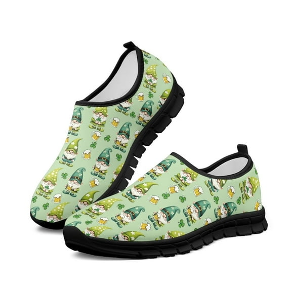 Psesaysky Green Hats Santa Casual Shoes for Women Slip on Comfortable Walking Shoes for St. Patrick's Day Size 5.5-11.5
