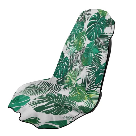 Psesaysky Green Monstera Palm Leaves Print Car Seat Cover Towel Women's Yoga Surfing Hiking Camping Sweat Protector Car Seat for Car SUV Truck Van Auto Accessories