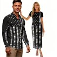 thumbnail image 1 of Psesaysky Grey Camo America Flag Shirt for Men Slim-Fit Tops,4th of July Womens Short Sleeve Pencil Long Dress Couple Matching Hawaiian Outfit Patriotic Couples Match Clothes,S-3XL, 1 of 6