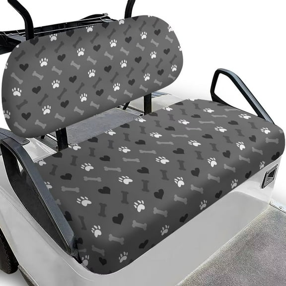 Psesaysky Grey Dog Paw Bone Print Golf Cart Seat Covers for Women Men Pet Lovers, Ezgo Front Seat Covers Golf Cart Accessories Ordinary Seats Cushion Anti-Scratch Easy to Install