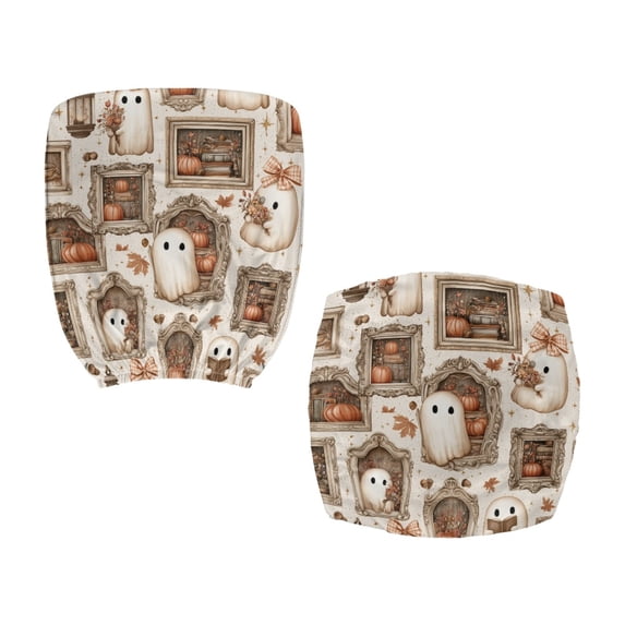 Psesaysky Halloween Desk Chair Covers in Cute Ghost Pumpkin Pattern, Set of 2 Washable Polyester Covers for Women Gaming and Boss Chair