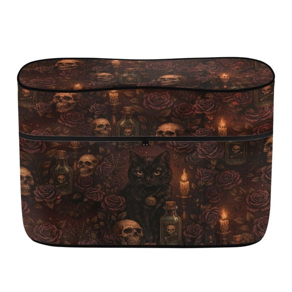 Psesaysky Halloween Rv Dual Propane Tank Cover Featuring Black Cat Skull Rose, Waterproof Fade Resistant Polyester Protector for Camping and Travel