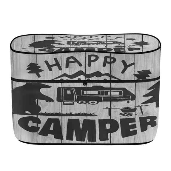 Psesaysky Happy Camper Rv Propane Dual Tank Cover with Durable Polyester, Waterproof All Weather Protection for Travel and Camping