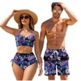 thumbnail image 1 of Psesaysky Hawaii Hibiscus Palm Couples Matching Swimsuits Removable Pad Bikini and Board Shorts for Women Men Summer Beach Corss Front Swimsuit or Drawstring Swim Trunks Plus Size 2026, 1 of 7