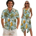 thumbnail image 1 of Psesaysky Hawaii Palm Tree Beer Print Matching Couple Clothes Set Hawaiian Luau Outfit for His or Her Sleeveless Tunic Sundress Short Sleeve Shirt Couples Matching Outfit Plus Size-3XL, 1 of 7