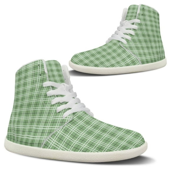Psesaysky High-top Barefoot Shoes With Plaid Stripes Lace-Up Casual Comfortable Shoes for Women and Girls Women's Everyday Walking Shoes