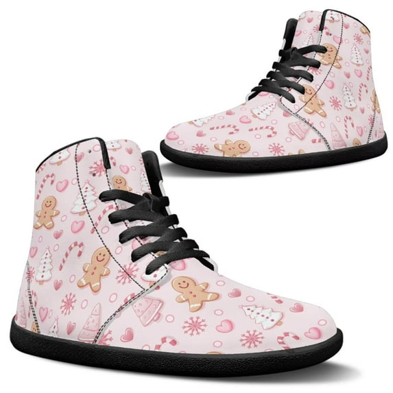 Psesaysky High-top Barefoot Shoes with Christmas Candy Casual Sports Walking Shoes for Women and Girls Non-Slip Wear-Resistant