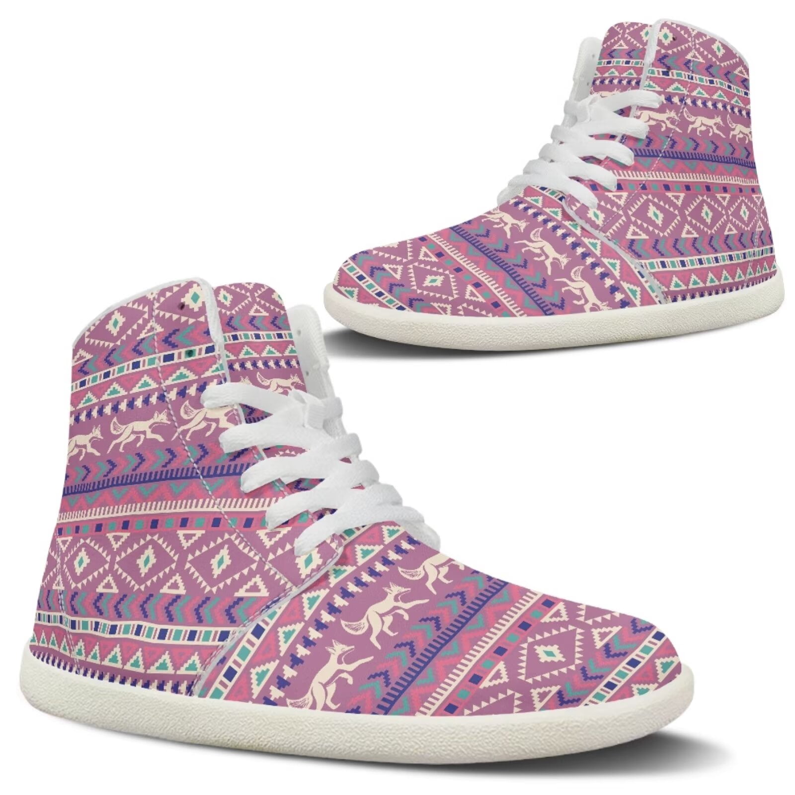 Fox Feather Pattern Print Men Women's High Top Shoes