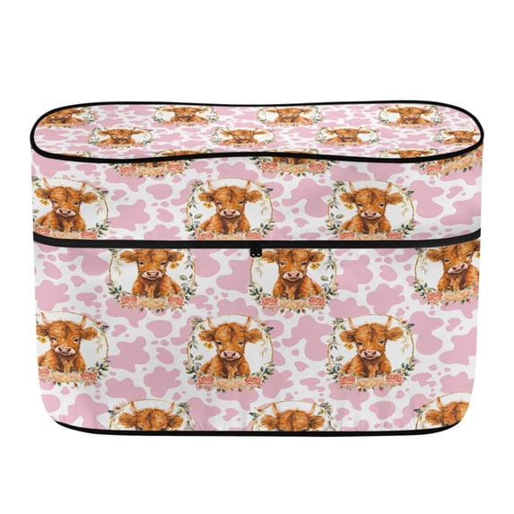 Psesaysky Highland Cow Floral Dual Propane Tank Cover with Durable Polyester Fabric, Stainproof Waterproof Cover for RV Camping and Winter Travel Trips