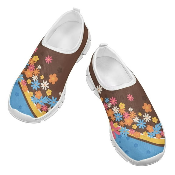 Psesaysky Hippie Flowers Casual Shoes for Kids Girls Slip-on Skin-Friendly Comfortable Sneakers Loafers Size 11-15