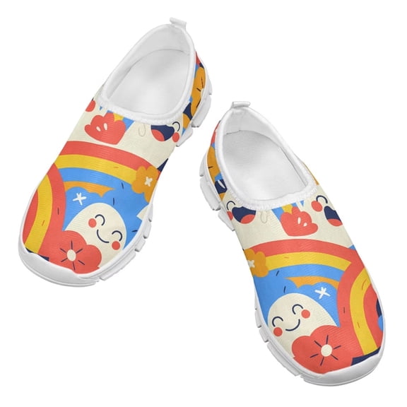 Psesaysky Hippie flowers Casual Shoes Loafers for Kids Unisex Comfortable Durable Slip-on Sneakers Size 11-15