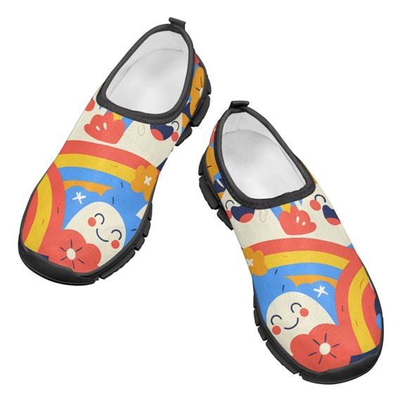 Psesaysky Hippie flowers Casual Shoes Loafers for Kids Unisex Comfortable Durable Slip-on Sneakers Size 11-15