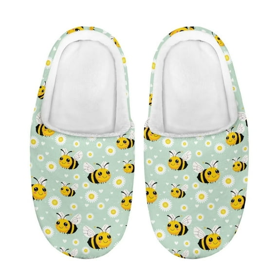 Psesaysky House Slippers with Anti-Slip Rubber Sole Children Indoor and Outdoor Cozy House Slippers Cute Bee Cartoon Print Slippers