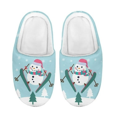 Psesaysky House Slippers with Anti-Slip Rubber Sole Children Soft and Warm Slippers for Children Skateboard and Snowman Ice World