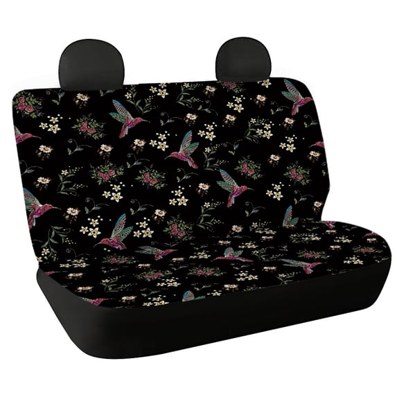 Psesaysky Hummingbird Floral Rear Bench Seat Covers for Cars, 2 Piece Soft Stretchy Back Seat Covers for Automotive Interior, Pet and Men Use