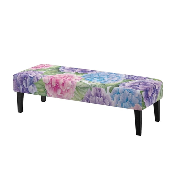 Psesaysky Hydrangea Floral Polyester Spandex Bench Seat Slipcover with Elastic Hem, Soft Dust Resistant Rectangular Long Cover for Dining Room Bedroom