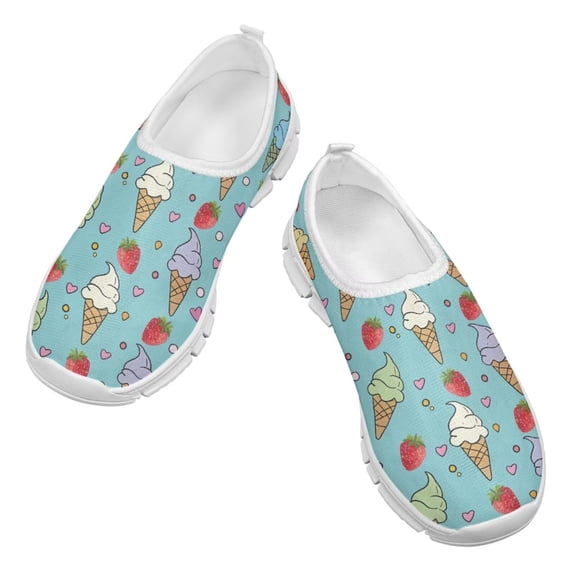Psesaysky Ice-Cream Strawberry Casual Shoes for Child Girls Soft Light Breathable Sneakers Loafers Size 11-15