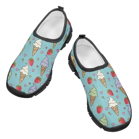 Psesaysky Ice-Cream Strawberry Casual Shoes for Child Girls Soft Light Breathable Sneakers Loafers Size 11-15