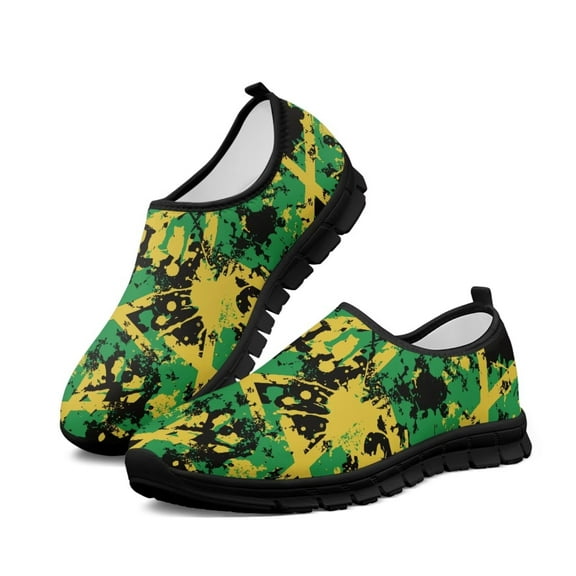 Psesaysky Jamaican Casual Shoes for Women Comfort Lightweight Walking Shoes for Outdoor Anti-Slip Wear-Resistant Sneakers for Everyday Wear Black Sole Size 11