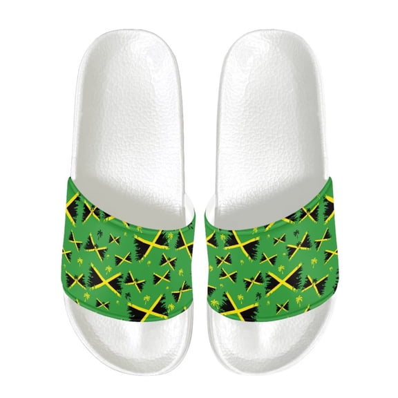 Psesaysky Jamaican Green Slide Sandals Flexible Comfortable Sandals for Men Suitable for Bathroom Beach Swimming Pool Anti-Slip Lightweight Sandals Shoes
